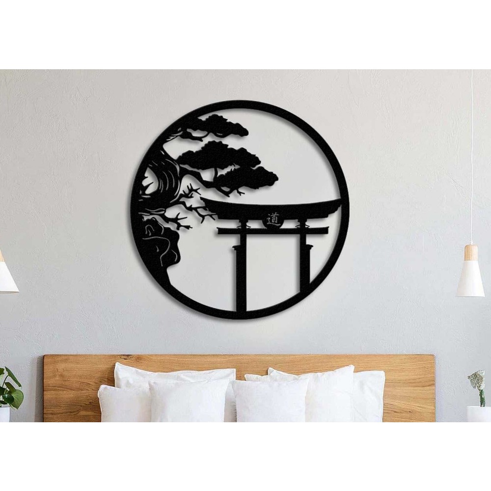 Bonsai Garden Wall - Seni Dinding Logam Pohon Sakura Bermerek,