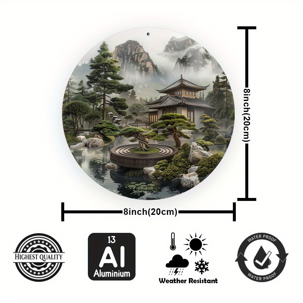 Papan Logam Aluminium Bulat Ta - Bonsai Garden Wall ulasan dan harga