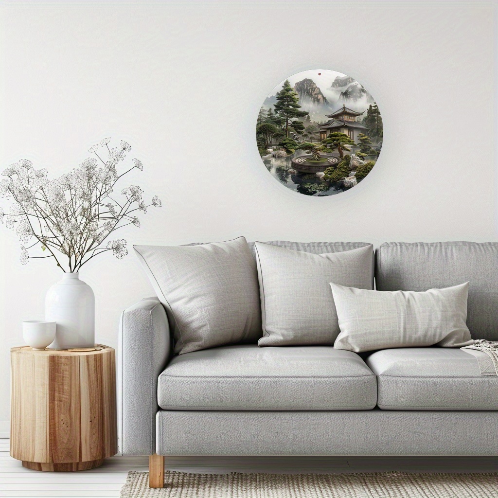 Papan Logam Aluminium Bulat Ta - Bonsai Garden Wall ulasan dan harga