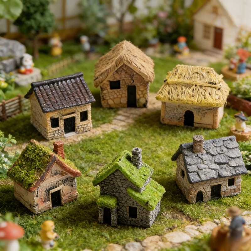 5pcs Set Rumah Miniatur Resin  - Landscape Bonsai Garden ulasan dan harga
