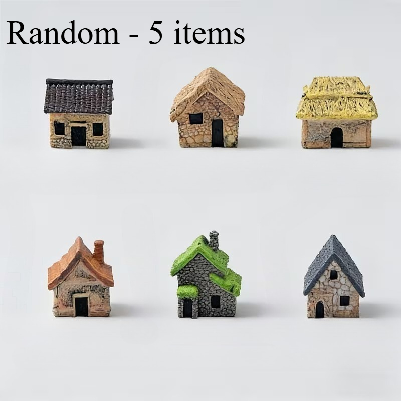5pcs Set Rumah Miniatur Resin  - Landscape Bonsai Garden ulasan dan harga