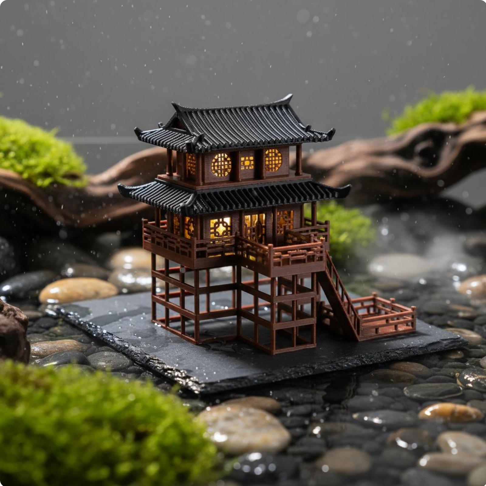 Pagoda Plastik Mini untuk Meja - Landscape Bonsai Garden ulasan dan harga